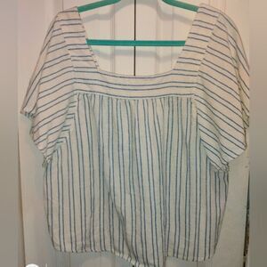 Striped Square Neck Women's Top